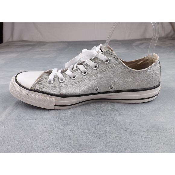 Converse All Star Sneakers Men's Size‎ 8 Women's Size 10 Silver Glitter Casual - Picture 9 of 16